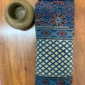 Ajrakh Hand Block Print with Natural Colour Hand Wining Organic Cotton Dupatta