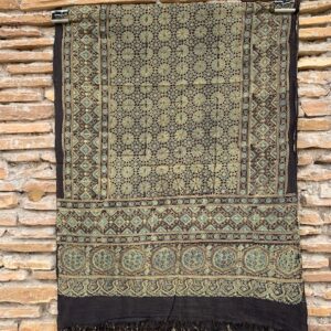 Ajrakh Hand Block Print with Natural Colour Hand Wining Organic Cotton Dupatta