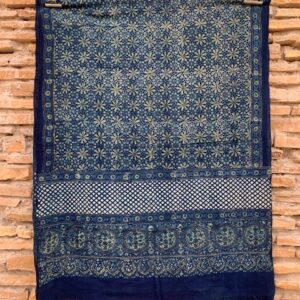 Ajrakh Hand Block Print with Natural Colour Hand Wining Organic Cotton Dupatta
