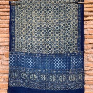 Ajrakh Hand Block Print with Natural Colour Hand Wining Organic Cotton Dupatta