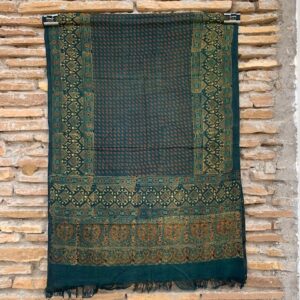 Ajrakh Hand Block Print with Natural Colour Hand Wining Organic Cotton Dupatta