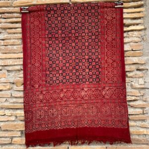 Ajrakh Hand Block Print with Natural Colour Hand Wining Organic Cotton Dupatta