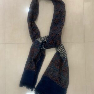 Ajrakh Hand Block Print with Natural Colour Hand Wining Organic Cotton Dupatta