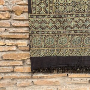 Ajrakh Hand Block Print with Natural Colour Hand Wining Organic Cotton Dupatta