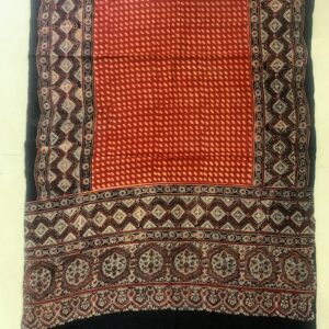 Ajrakh Hand Block Print with Natural Colour Hand Wining Organic Cotton Dupatta