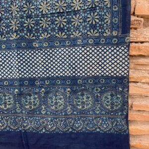 Ajrakh Hand Block Print with Natural Colour Hand Wining Organic Cotton Dupatta