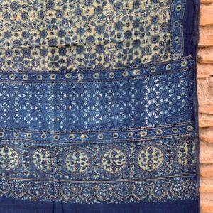 Ajrakh Hand Block Print with Natural Colour Hand Wining Organic Cotton Dupatta