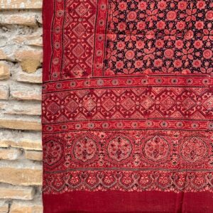 Ajrakh Hand Block Print with Natural Colour Hand Wining Organic Cotton Dupatta