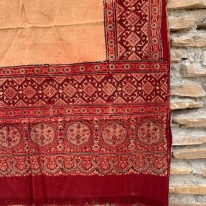 Ajrakh Hand Block Print with Natural Colour Hand Wining Organic Cotton Dupatta