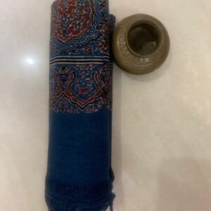 Ajrakh Hand Block Print with Natural Colour Hand Wining Organic Cotton Dupatta