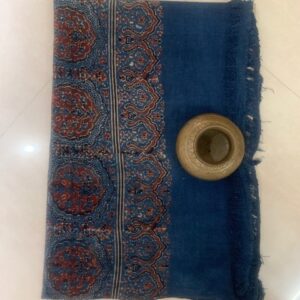 Ajrakh Hand Block Print with Natural Colour Hand Wining Organic Cotton Dupatta